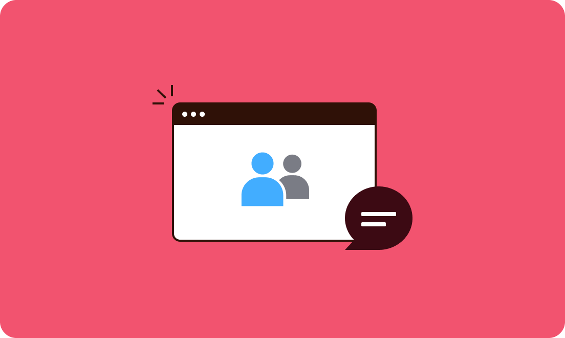 사람 아이콘과 말풍선이 있는 기술 블로그 이미지